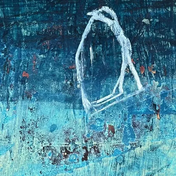 Original Minimalist Modern Art Collage Painting 8.5x11 